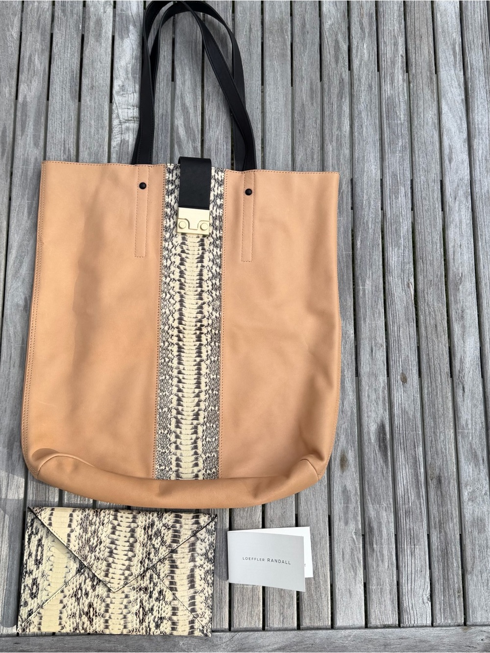 Loeffler Randall Tan Leather Tote with Matching Clutch